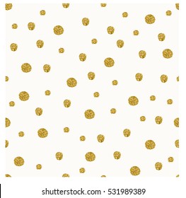 Golden snowfall vector seamless pattern. Abstract hand drawn background for design.   Vector typography. Holiday greeting card design.