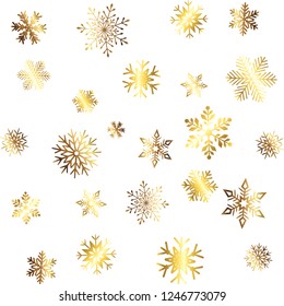Golden snowflake background - stock vector