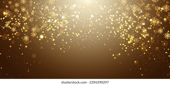 Golden snowflake with golden bokeh and concept christmas background.Vector illustration
