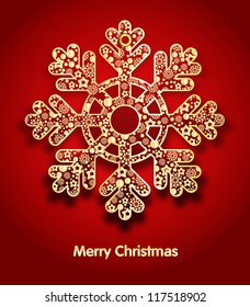 golden snowflake on red background