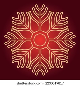 golden snowflake on red background