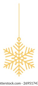 Golden snowflake ornament vector, festive winter holiday decoration design