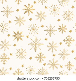 Golden snowflake pattern. Vector illustration.