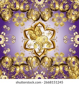 Golden snowflake simple seamless pattern. Abstract wallpaper, wrapping decoration. Symbol of winter, Merry Christmas holiday, Happy New Year 2026. Vector golden pattern on pleasant colors.