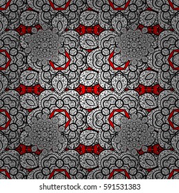 Golden snowflake simple seamless pattern. Abstract wallpaper, wrapping decoration. Symbol of winter, Merry Christmas holiday, Happy New Year 2018. Vector white pattern on red background.
