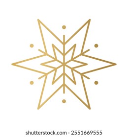 golden snowflake, star; winter, christmas, New Year's Eve decoration element - vector illustration