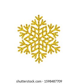 Golden snowflake texture isolated on a white background.