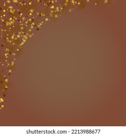 Goldener Schneeflocken, Vektor-brauner Hintergrund. Gold Subtle Flake Muster. Illustration des Schnees. Weihnachtskarte.