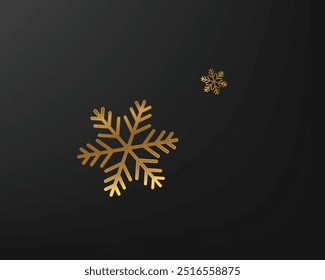 Ilustración vectorial dorada de copo de nieve. 3D realista decoración de Navidad aislado sobre fondo oscuro. Elemento de diseño para Navidades.