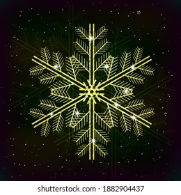 golden snowflake .winter vector . Christmas design.