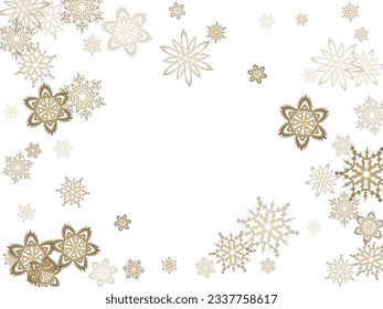 Golden snowflakes. Christmas or New Year golden snowflake decoration garland on white background.  Vector illustration.