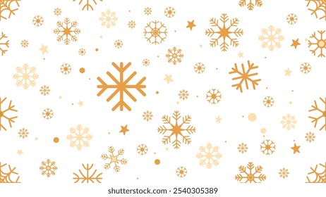 golden snowflakes christmas seamless pattern with festive geometric elements, with stars and circles