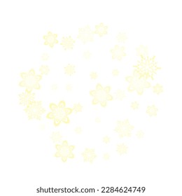 Golden snowflakes. Falling snow with golden glitter snowflakes for party invite. Seasonal winter symbols.