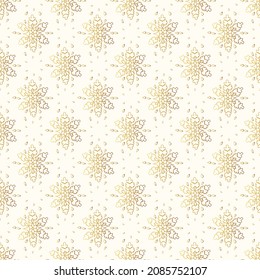 Golden snowflakes pattern. Vector illustration  for prints, greeting cards and wrapping paper, covers and fabrics. 