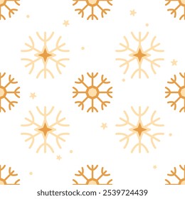 Golden Snowflakes Seamless Pattern for Christmas and New Year. texture clothing scarf decoration