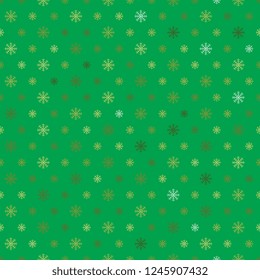 golden snowflakes seamless pattern on green background. winter vector illustration easy to edit and customize. falling snow ornament. eps 10