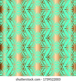 Golden snowflakes seamless vector pattern Abstract background