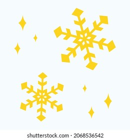 Golden Snowflakes Vector Icon. Set of Snowflakes with shine Icons