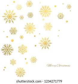 Golden snowflakes. Vector illustration. Christmas. White background.