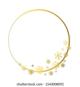Golden snowflakes. Vector illustration. Christmas. White background. Gold ring. Isolated.