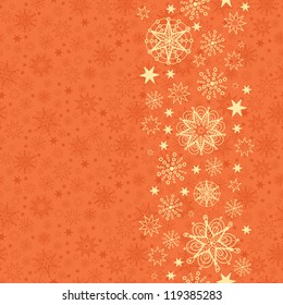 Golden Snowflakes Vertical Seamless Pattern Background Border