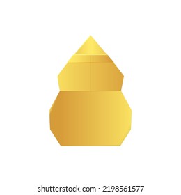 Golden snowman origami toy made of gold foil.