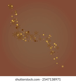 Fondo marrón dorado del Vector de la tormenta de nieve. Fondo de pantalla de puntos brillantes. Fondo de copo de nieve sutil. Patrón de estrellas elegantes.