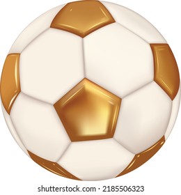 Golden soccer ball for soccer game recreation isolated on white background, 3D render