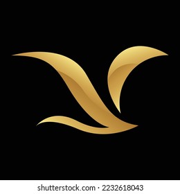 Golden Soft Wings Icon on a Black Background