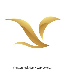 Golden Soft Wings Icon on a White Background
