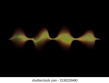 Golden sound waves on a black background, stock  Vector illustration