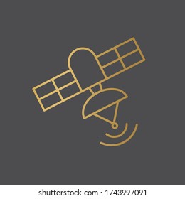 golden space station satellite icon- vector illustration