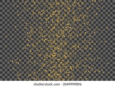 Golden Spark Background  Transparent Vector. Star Happiness Texture. Yellow Isolated. Celebration Card. Bright Stars Dream.