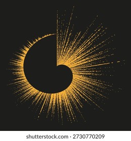 Golden spark explosion. Yellow particle Vector. Bright glitter splash. Shiny glowing effect. EPS 10.