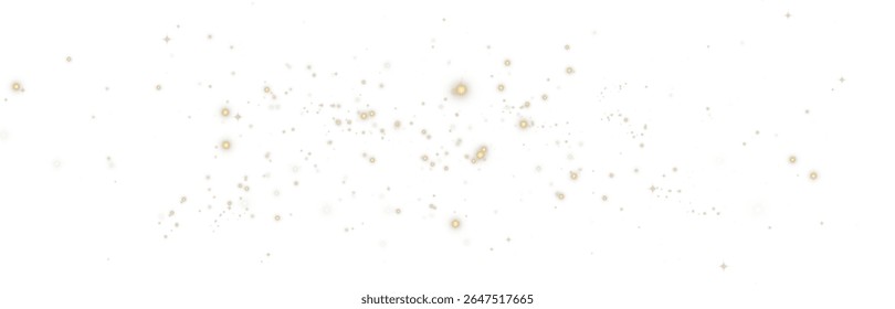 Golden Sparkle Bokeh PNG. Flickering Dust Light with Motion Particles, Glowing Stars and Festive Confetti Effect for Holiday, Christmas or Celebration Design Projects