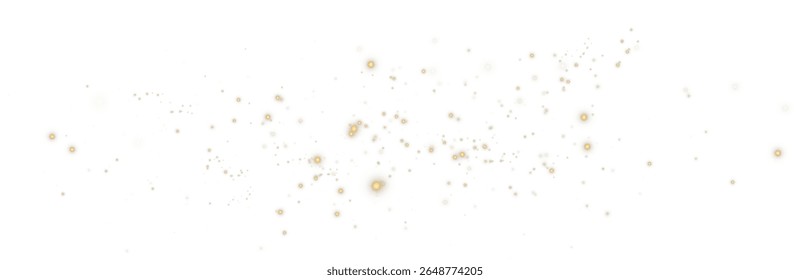 Golden Sparkle Bokeh PNG. Flickering Dust Light with Motion Particles, Glowing Stars and Festive Confetti Effect for Holiday, Christmas or Celebration Design Projects