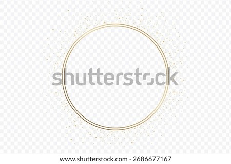 Golden Sparkle Double Line Circle Frame – Luxury Glitter Border, Elegant Gold Confetti Circle Frame – Festive Double Line Decor, Luxury Gold Glitter Circle – Double Line Frame with Sparkle