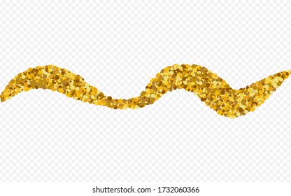 Golden Sparkle Falling Transparent Background. Bridal Dot Illustration. Yellow Polka Holiday Background. Splash Modern Invitation.