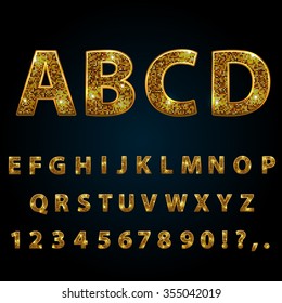 Golden  Sparkle, Glitter, Rhinestone Alphabet Letters Numbers And Signs Currency