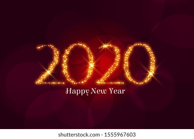 golden sparkle happy new year 2020 greeting background