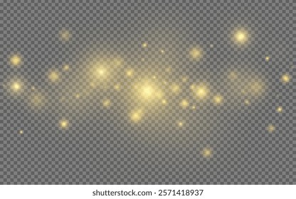 Golden Sparkle Light Effects on Transparent Background, Festive Glow Elements for Creative Design Projects, Background decoration