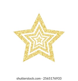 Golden Sparkle star isolated on white background.