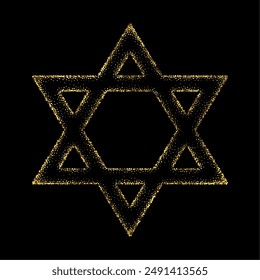 golden sparkle star sign on dark background for jewish belief vector