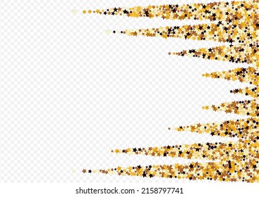 Fondo transparente del vector de la aguja dorada. Papel tapiz de Glamour amarillo Polvo. Ilustración de Resumen de Lluvia.  Una brillante plantilla de cielo brillante.