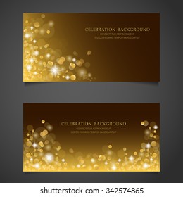 Golden sparkles banner set. background, premium concept. gift voucher certificate coupon. web design. vector illustration