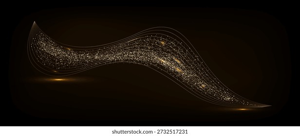 Golden Sparkles, Gradient Linear Design, Dark Background, Illuminated Points