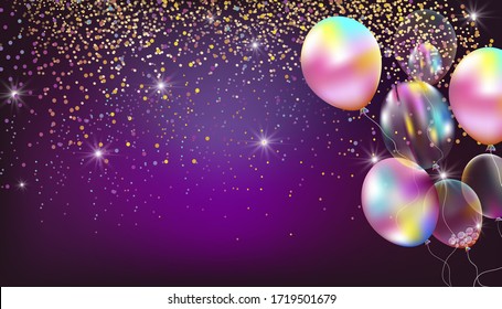 Golden sparkles happy birthday background. Happy birthday background. Greeting logo for card, flyer, poster, badge, banner, web, greeting card, invitation. Happy birthday vector illustration. 