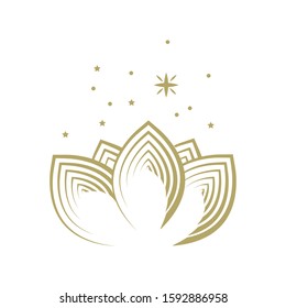 golden sparkles and lotus flower, vector