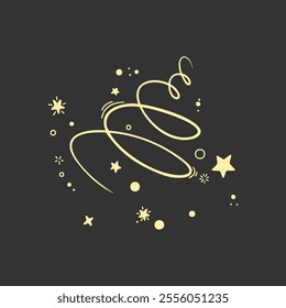 Golden sparkles and stars create a whimsical design on a dark background, adding a magical touch to any artistic project