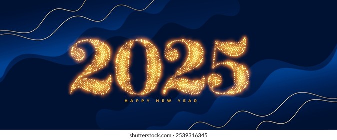 golden sparkling 2025 new year eve wallpaper design vector